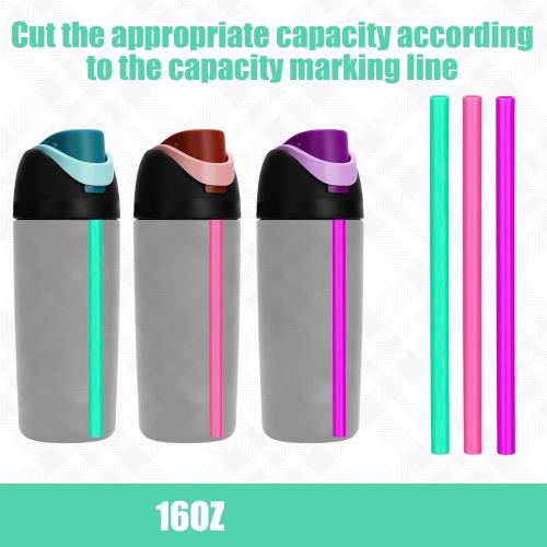 6pcs Straw Replacements for Owala FreeSip Kids 16 oz, Plastic Straws Reusable with Cleaning Brush Tumbler Cup Accessories Parts Compatible with Owala Water Bottle