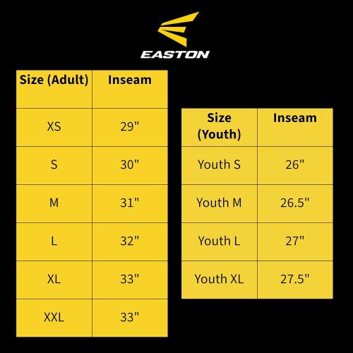 Easton Men's Rival  Baseball Pants | Full Length Semi-Relaxed Fit | Adult Sizes | Solid | Multiple Colors