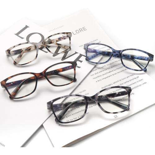 4 Pack Progressive Multifocus Reading Glasses for Women Men Spring Hinge Blue Light Blocking Readers