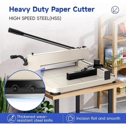 12 Inch Guillotine Paper Cutter Heavy Duty,Paper Cutter Heavy Duty for A4 Paper, 400 Sheet Capacity,White Paper Cutter Heavy Duty for Office Home School