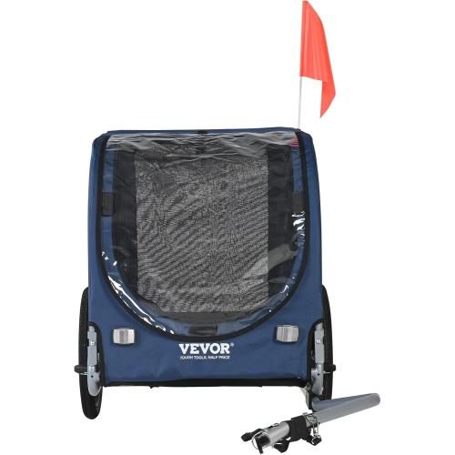 VEVOR Dog Bike Trailer, Supports up to 100 lbs, Pet Cart Bicycle Carrier, Easy Folding Frame with Quick Release Wheels, Universal Bicycle Coupler, Reflectors, Flag, Collapsible to Store