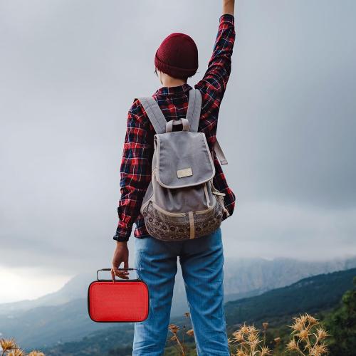 EVA Hard Case with Customizable Foam 13.5 x 9.8 x 5.5 Inchprotective EVA Carrying Case Shockproof Outdoor for Camera, Digital Products, Electronic Instruments with Knife, Red