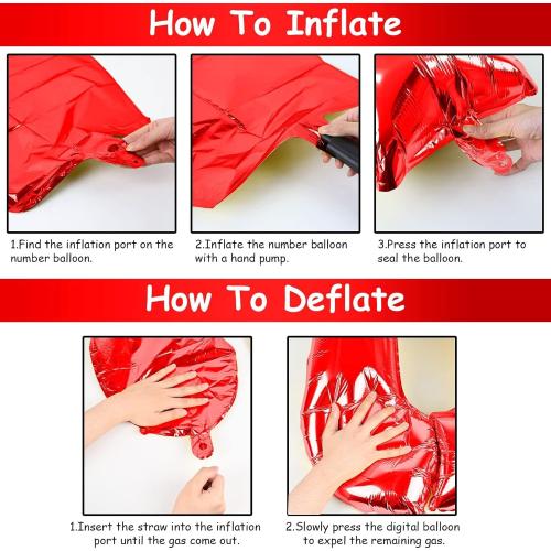 Red Number 1 Balloons, 40 Inch Large Foil Number Balloons Set 0-9 for Women, Self Inflating Digital 1 Helium Balloon for Girls Boys 1st Age Birthday Anniversary Party Decorations Photo Shoot Supplies