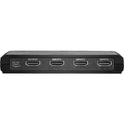 Insignia™ - 3-Port HDMI Switch with 4K and HDR Pass-Through - Black