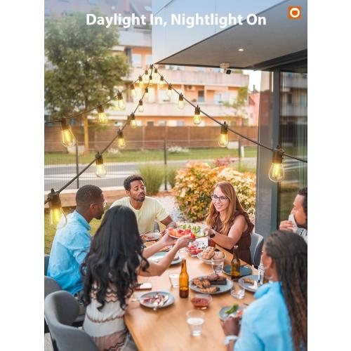 addlon Size  104FT(98FT 6) Solar String Lights Outdoor Waterproof with USB Port & Remote Control Solar Patio Lights for Outside Solar Powered with 34 LED Dimmable Bulbs for Porch Garden Deck Halloween