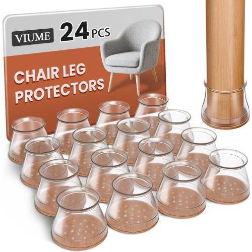 VIUME 24 Pcs Chair Leg Floor Protectors for Hardwood Floors Round