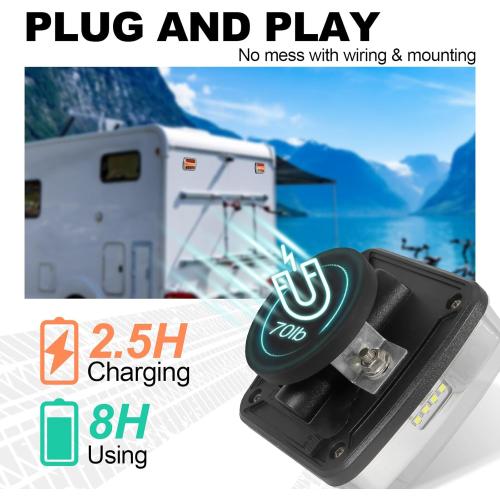 Magnetic Wireless Trailer Lights, Rechargeable LED Trailer Light for Towing Truck, Waterproof Tail Tow Lights Kit for RV Camper Boat Caravan, Portable Turn Signal Brake Running Stop