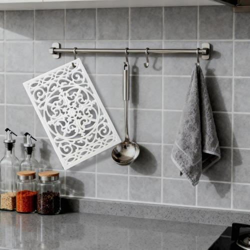 Notakia 9.6 X 6.3 Inch Cast Iron Trivet Set, Large Metal Trivets for Hot Dishes Pots Pans Decorative Kitchen Trivets, Heat-Resistant Trivet Mats for Quartz Countertops, Table Cooktop (White, 1 Pack)