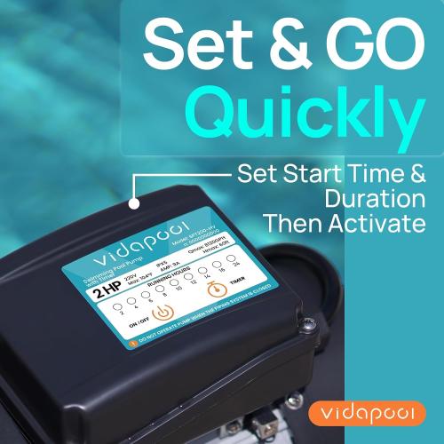 2HP In/Above Ground Pool Pump with Timer 8120GPH High Flow 220V Powerful Self Primming Swimming Pool Pumps with Filter
