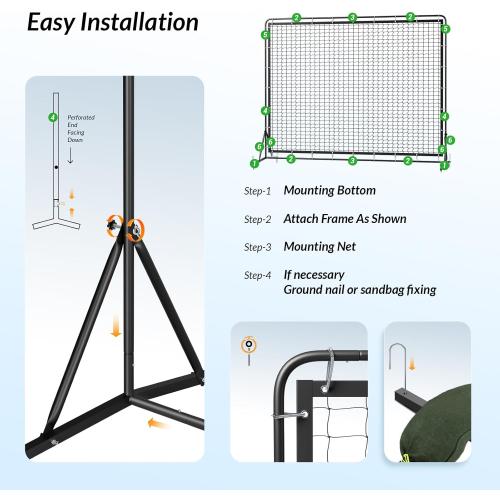 9.3*7.4ft Portable Tennis Rebounder Net, Tennis Practice Wall, Tennis Training Net for Tennis Racquet Sports Ball Pickleball, Tennis Backboard Net for Tennis Court Backyard Outdoor Training,