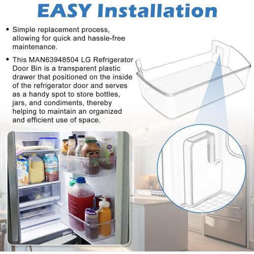 2PACK Upgraded MAN63948504 Refrigerator Door Shelf Bin,Compatible With LG/Kenmore Refrigerator Door Shelf Replacement,Replaces LFXS26973S LMXS28626S LFXC22526D Fridge Door Shelves Basket