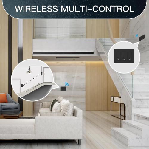 3 LIGHT SWITCHES MOES 2nd Generation WiFi Smart Light Switch, Wall Switch 2.4GHz, Neutral Wire Required, Smart Life APP Remote Control, Compatible with Alexa, No Hub Required, Black 3 Gang