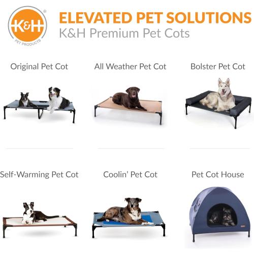 K&H Pet Products Outdoor Elevated Dog Cot Canopy, Cooling Sun Tent Shades Pets, Washable, Water-Resistant, Designed to Fit K&H Medium Elevated Dog Cots (Sold Separately) - Medium 32 X 25in Gray