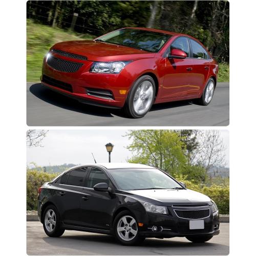 Compatible with Chevy 2011-2015 Cruze LS/LT/LTZ Black Housing Headlight Assembly fit 2016 Cruze Limited Matte Clear Lens Headlamp Replacement Driver and Passenger Pair（W/O Bulbs）