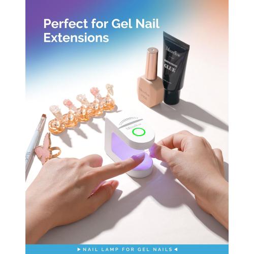MelodySusie Mini UV Nail Lamp P-ART04G for Single-Finger Quick Touch-Ups | Cordless, Smart Sensor, 30s/60s Timers, Flash Cure Rhinestone Glue, Gel-X