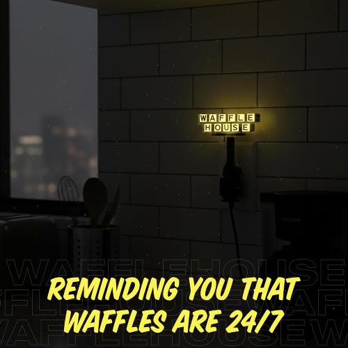 Waffle House Plug-in Night Light – Classic Logo Glow Inspired by The Iconic Restaurant for Hallways, Bedrooms & Retro-Waffle Lovers