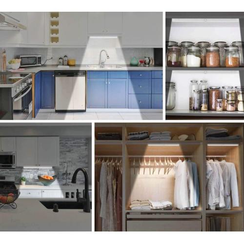Alivation Closet Lights Battery Operated Led Lights, Motion Sensor Light Indoor Under Cabinet Lights, Under Counter Lights for Kitchen, 3 AA Battery Powered/DC Input Lights, Day & Night Mode, Dimmable