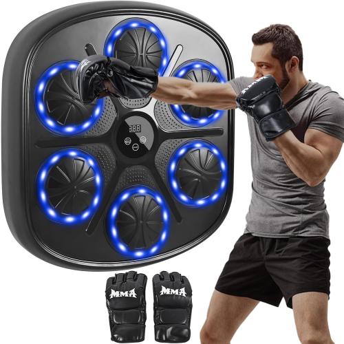 Music Boxing Machine for Adults, Boxing 9 Modes & 9 Speeds Wall Mounted Bluetooth Punching Bag Home Gym Training Equipment, Heavy Duty Durable Design,Real Boxing Experience Includes Boxing Gloves