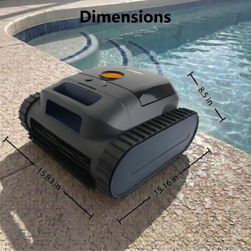 Cordless Robotic Pool Vacuum Cleaner, Intelligent Route Planning, Wall & Waterline Climbing, 120-Min Runtime, for Above Ground/Inground Pools up to 2000 sq. ft, APP Support,Orange