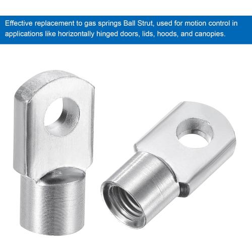 uxcell Gas Spring Strut M8 Joint Fitting Female Threaded Connectors Steel Silver Tone, 6Pcs