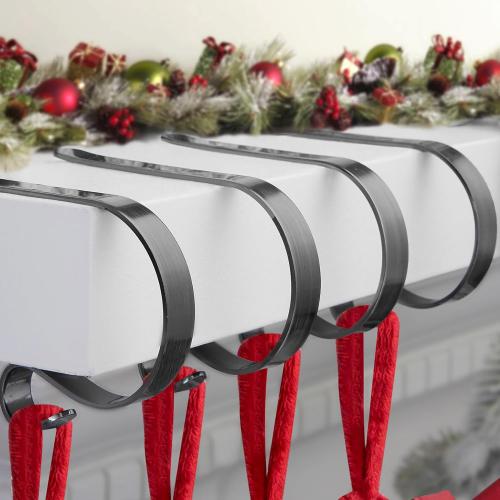 Christmas Stocking Holders for Mantle Set , Scratch-Free Christmas Stocking Holders for Fireplace Mantle,Multi-uses Stocking Hooks for Mantle,Mantel Stocking Holders Clip for Xmas Party Decorations