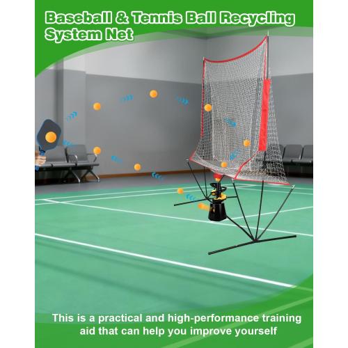 Portable Tennis & Pickleball Recovery System Net, 6 x 7ft Portable Polyester Mesh and Fiberglass Frame, Ball Recycling Net for Tennis Ball Machine, Collapsible Pickleball Trainer for Indoor/Outdoor