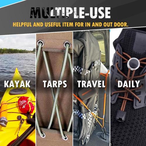 1 PCS ORANGE PerkHomy Bungee Shock Cord Rope Marine Grade Heavy Duty Polyester Bungie Elastic Stretch String for Kayak Strap Tarp Tie Down Canopy Boating Camping Tent Crafting Patio （Orange-3/16 x 50'）