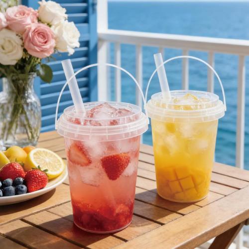 30 Sets 34 oz Drink Buckets with Lids and Straws, Reusable Clear Plastic Party Cups Disposable iced Coffee Cups with lids ,for Iced Smoothies, Milkshakes, lids for Lemonade, Pool and Beach Parties