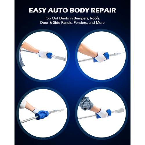 Blue Orion Motor Tech Heavy Duty Slide Hammer Dent Puller Set, Auto Body Removal Kit With 9 Attachments, 14pc Car Remover Tools for Cars Trucks More