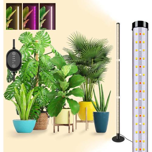Grow Lights for Indoor Plants, 243 LEDs Plant Growing Lights with 3 Color Changing Red Blue Full Spectrum, 48inch Height Standing Indoor Plant Grow Lamp with 6/9/12H Timer for Indoor Plants