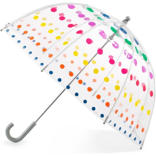 totes Kids Clear Bubble Umbrella with Dome Canopy, Lightweight Design, Wind and Rain Protection Umbrella, Dots, Kids - 38 Canopy