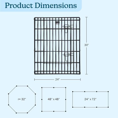 Dog Playpen - Foldable Metal Exercise Puppy Play Pen with 8 24x30in Panels - Indoor/Outdoor Pen with Door for Dogs, Cats or Small Animals by PETMAKER