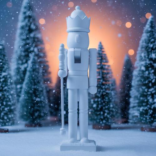 15 Inch White Christmas Nutcracker Ornaments Flocked Nutcracker Figures Christmas Decor Ornament Soldier Festive Collectible Gift for Table Fireplace Shelf Desktop Home Decor