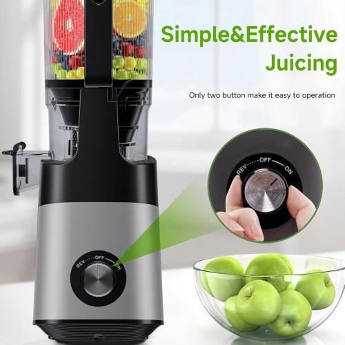 Cold Press Juicer, 5.8 Wide Feed Chute Juice Extractor Machine with 400W, High Juice Yield, Slow Masticating Juicer for Whole Vegetables & Fruits, Dark Grey