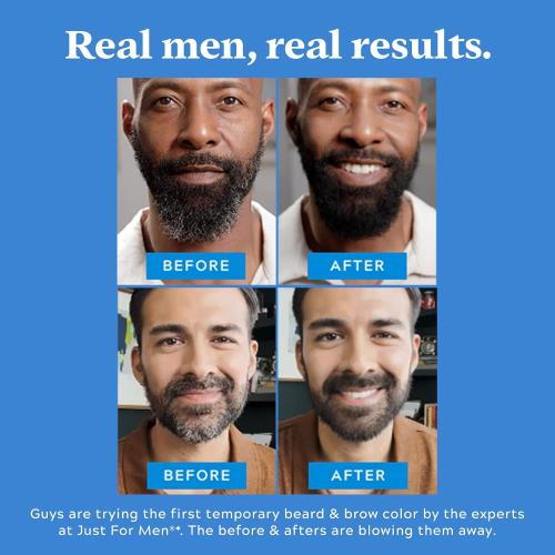 Just for Men 1-Day Beard & Brow Color, Temporary Color for Beard and Eyebrows, For a Fuller, Well-Defined Look, Up to 30 Applications, Light Brown, Ships in Eco-Friendly Packaging (Pack of 3)