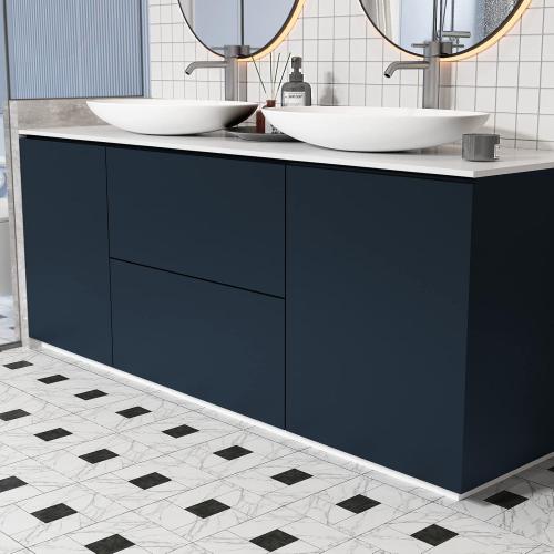 VaryPaper Navy Blue Vinyl Wallpaper, 32''x354'', Self-Adhesive, Waterproof, Removable, for Bathroom, Bedroom, Kitchen, etc.