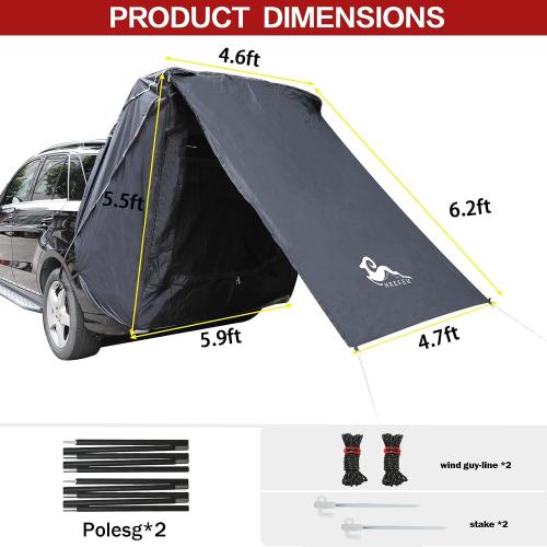 2025 New SUV Tailgate Tent with Poles Waterproof Windproof, Car Camping Accessories Awnings & Shelters, for Medium to Large Size SUV/Van/MPV/CUV (Large)