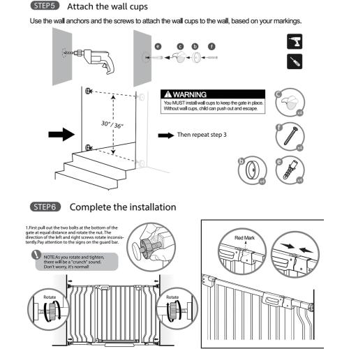 Mom's Choice-GROWNSY Baby Gate for Stairs, 29.5-48.4 Pressure Mounted Baby Gate for Top of Stair&Doorway with V-Shaped Rods, Anti-Trip Pedal, Extra Wide Stairs Dog Gate Easy Install w/Red Reminder