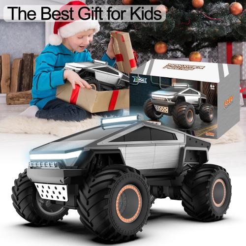 Remote Control Pickup Truck Toy Car, 1:12 Scale Monster Truck Toys with Alloy Shell Lights and Sounds, 4WD All Terrain Off-Road RC Car Boy Kids Toys for Ages 6 , Christmas Birthday Gift