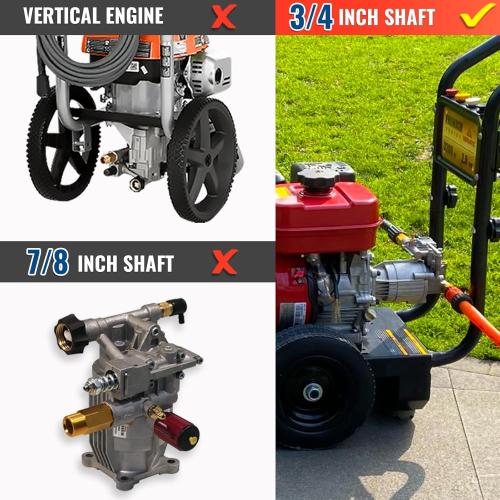 YAMATIC 3/4 Shaft Horizontal Pressure Washer Pump 3400 PSI @ 2.5 GPM Replacement Pump for Power Washer Compatible with Homelite, Troybilt, Simpson, Karcher Honda GC160 GC190 AR rmv 2.5g30 and More