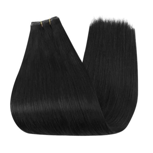 Full Shine Butterfly Weft Hair Extensions Human Hair 8 20 Inch Jet Black Invisible Thin Genius Weft with Double Layered Remy Hair Long Straight Hair Add Length
