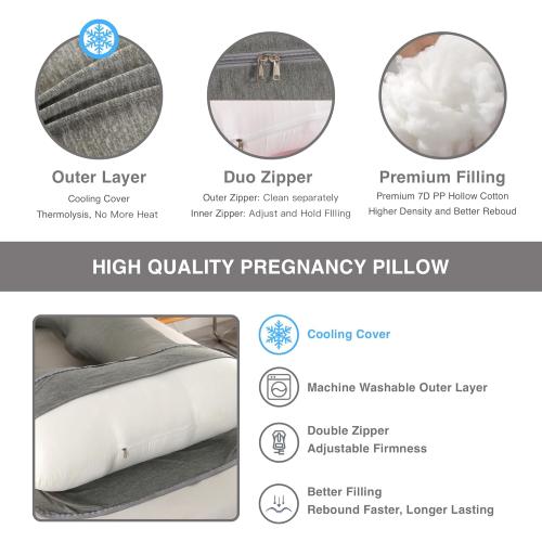 ALLOPERA Pregnancy Pillow, Full Body Maternity Pillow 57 inch, with Removable Washable Cover - Sleep Support for Legs, Back, Neck, Shoulder, HIPS, Belly for Pregnent Women (Cooling Cover)