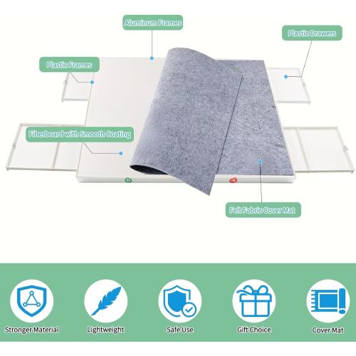 1500 Pieces Puzzle Board with Drawers and Cover,35x27Portable Jigsaw Puzzle Table for Adults Puzzle Tables with Drawers
