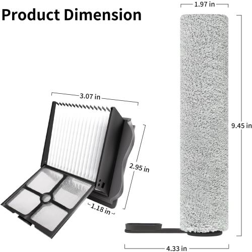 Roller Brush and Filters Replacement Compatible with Tineco Floor ONE S5/Floor One S5 Pro Cordless Vacuum Cleaner,(Not for Other S5 Series Models)3 Brushes Roller,3Filters