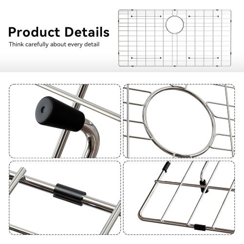 Sink Protector Grid, Sink Grids for Bottom of Kitchen Sink with Corner Radius 3/16,27-9/16 x 14-9/16 Sink Protector, Stainless Steel Material (27.7W x 14.7D x 1H)