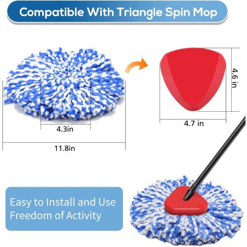5 Pack RinseClean Spin Mop Replacement Head Spin Mop Refills Compatible with O Ceda RinseClean Dual System, Microfiber Mop Easy Cleaning Floor Head Mo-p for Floor Cleaning RinseClean 2 Tank System
