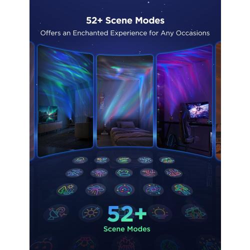 Govee Star Light Projector with 3 Aurora Flowing Effects | Works with Matter and Alexa, 52 Scene Modes, 18 White Noise Options, LED Night Light Projector for Bedroom, Without Plug
