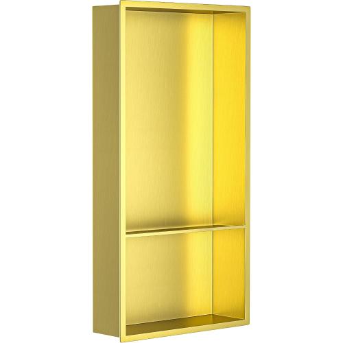 Stainless Steel Shower Niche 12 X 24 Gold with Double Shelves No Tile Needed Niche Shower for Bathroom Storage Recessed Shower Shelf Over Mount Installation