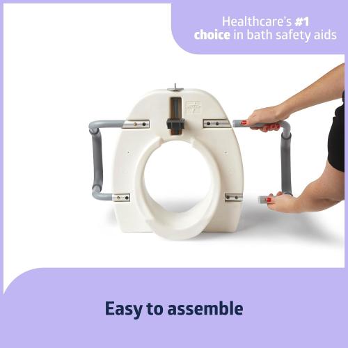 Medline 5 Elongated Raised Locking Toilet Seat, 400 lb Capacity | Toilet Riser with Removable Padded Arms, Fits Most Elongated Toilets, No Lid, Medical Seat For Adults and Elderly