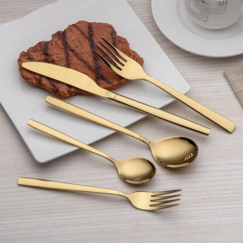 20 Piece Flatware Set, 20 Pieces Golden Silverware Set, Golden Cutlery Set, Service for 4 (shiny Gold)